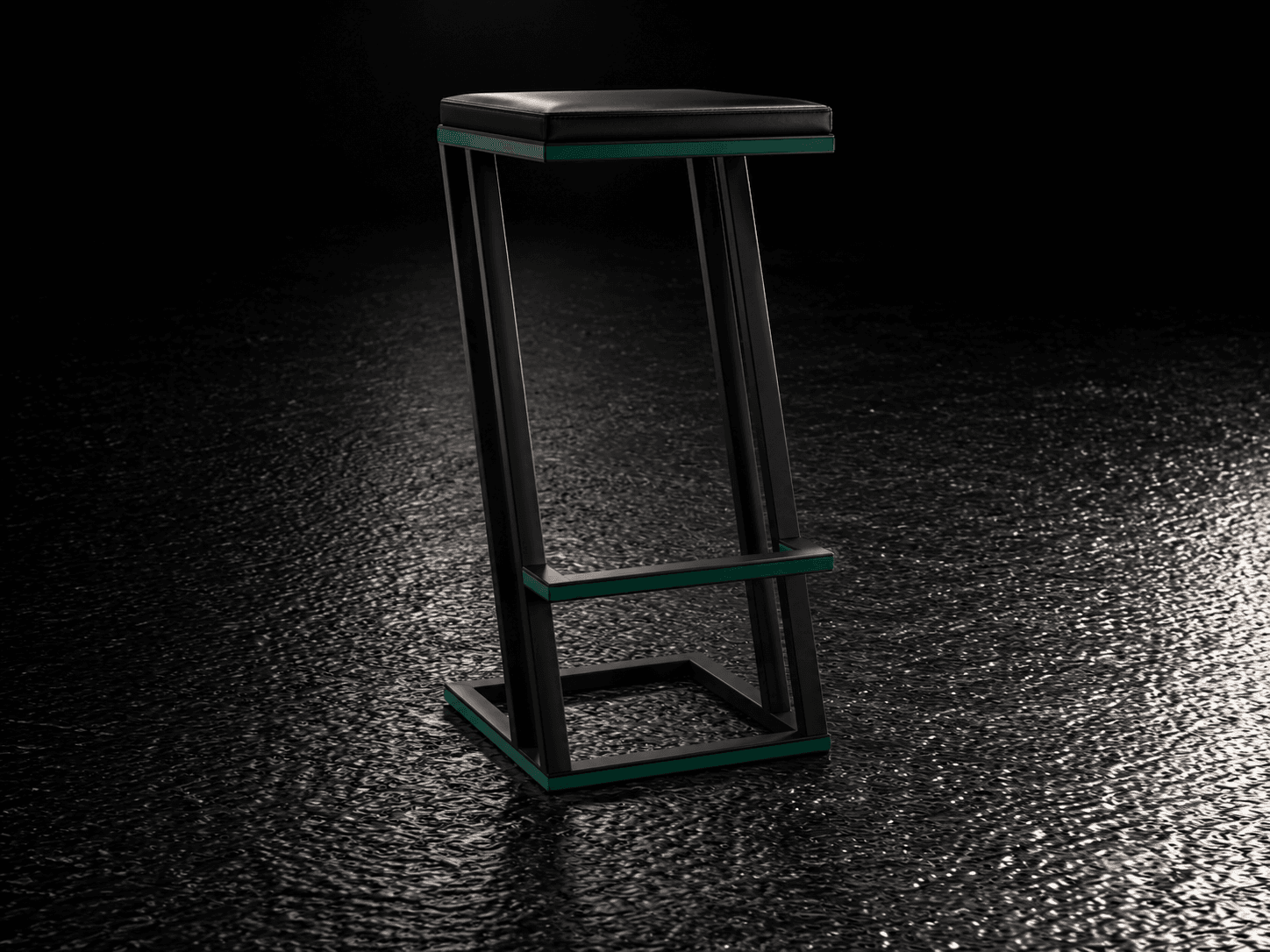 WG-S01 Forge Bar Stool industrial steel frame and leather seat