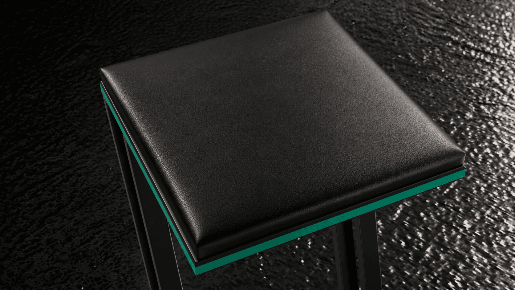 WG-S01 Forge Bar Stool black leather seat detail