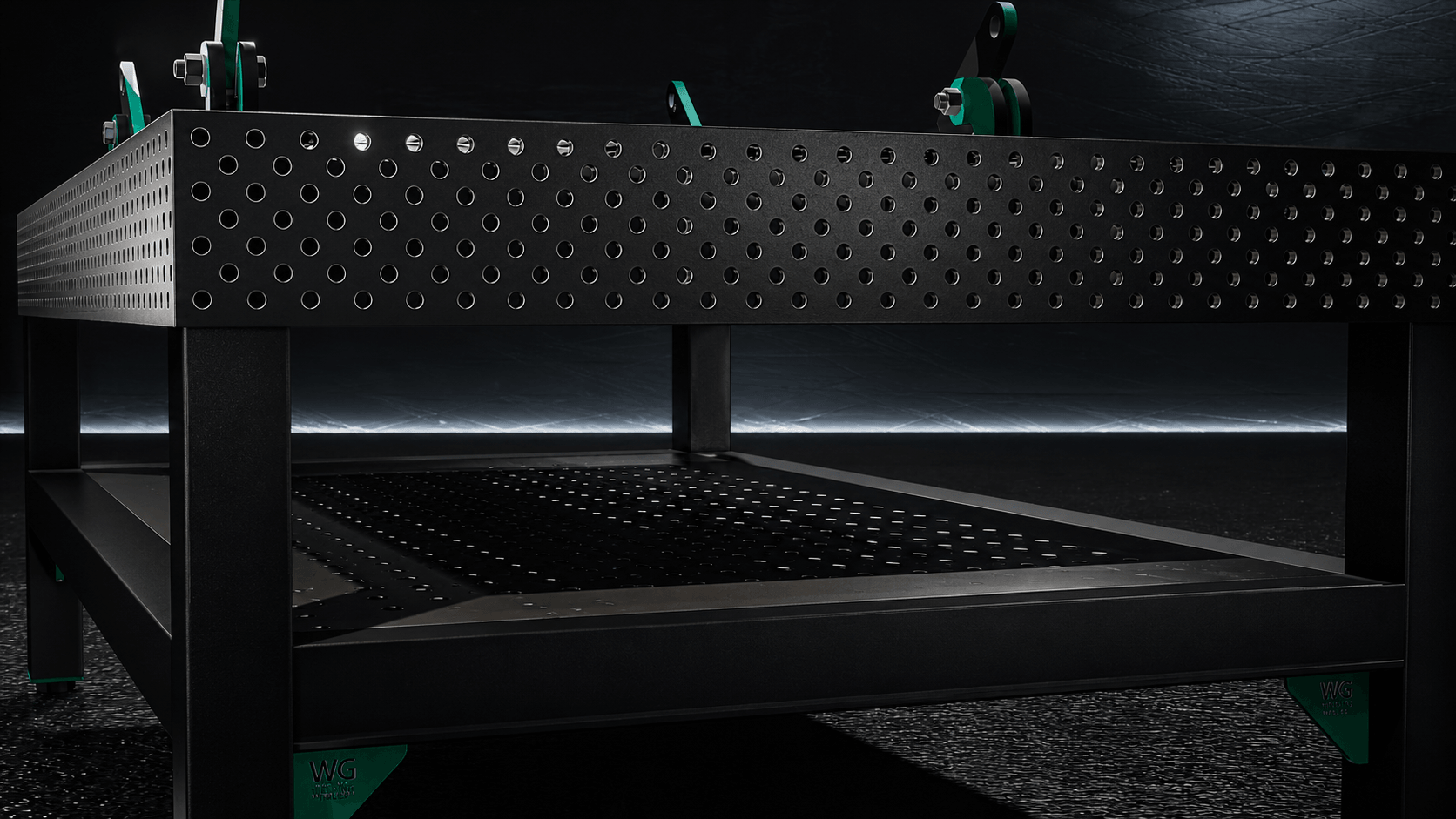 WG-001 modular welding table side plate and frame detail