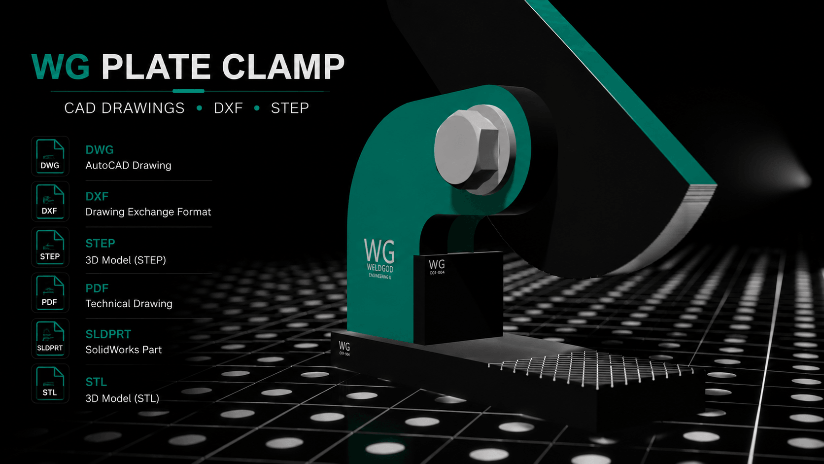 WG-C01 Plate Clamp engineering files included overview